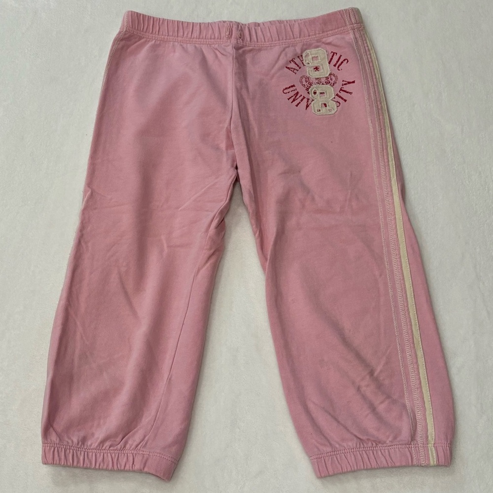 MOSSIMO Girl’s 7/8 Capri Striped Athletic Sweatpants Joggers - pink, size S